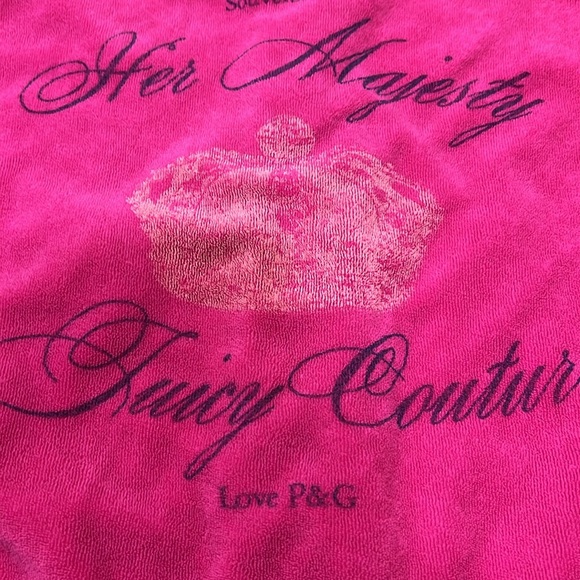 Vintage Y2K Juicy Couture Jacket Pink Hoodie Terry Cloth Med Her Majesty Crown - Picture 8 of 8